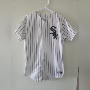 Majestic White and Black Pinstripe Youth Jersey, Konerko